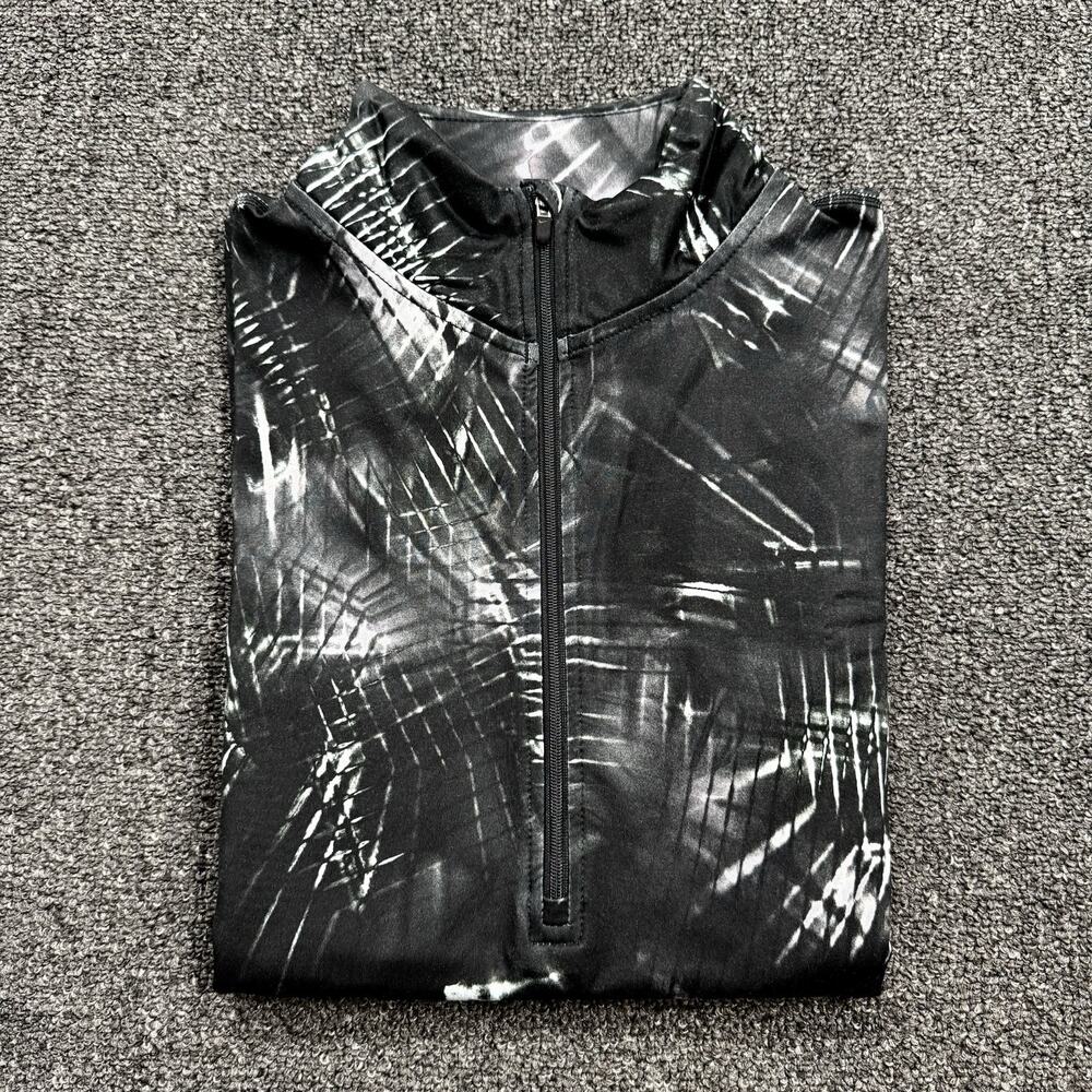 Nike Women’s Pro Warm Dri-Fit 1/4 Zip Long Sleeve Shirt Black White Size Med
